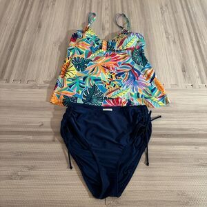 Island Collection Caribbean Tummy Control Strap Swimsuit Set